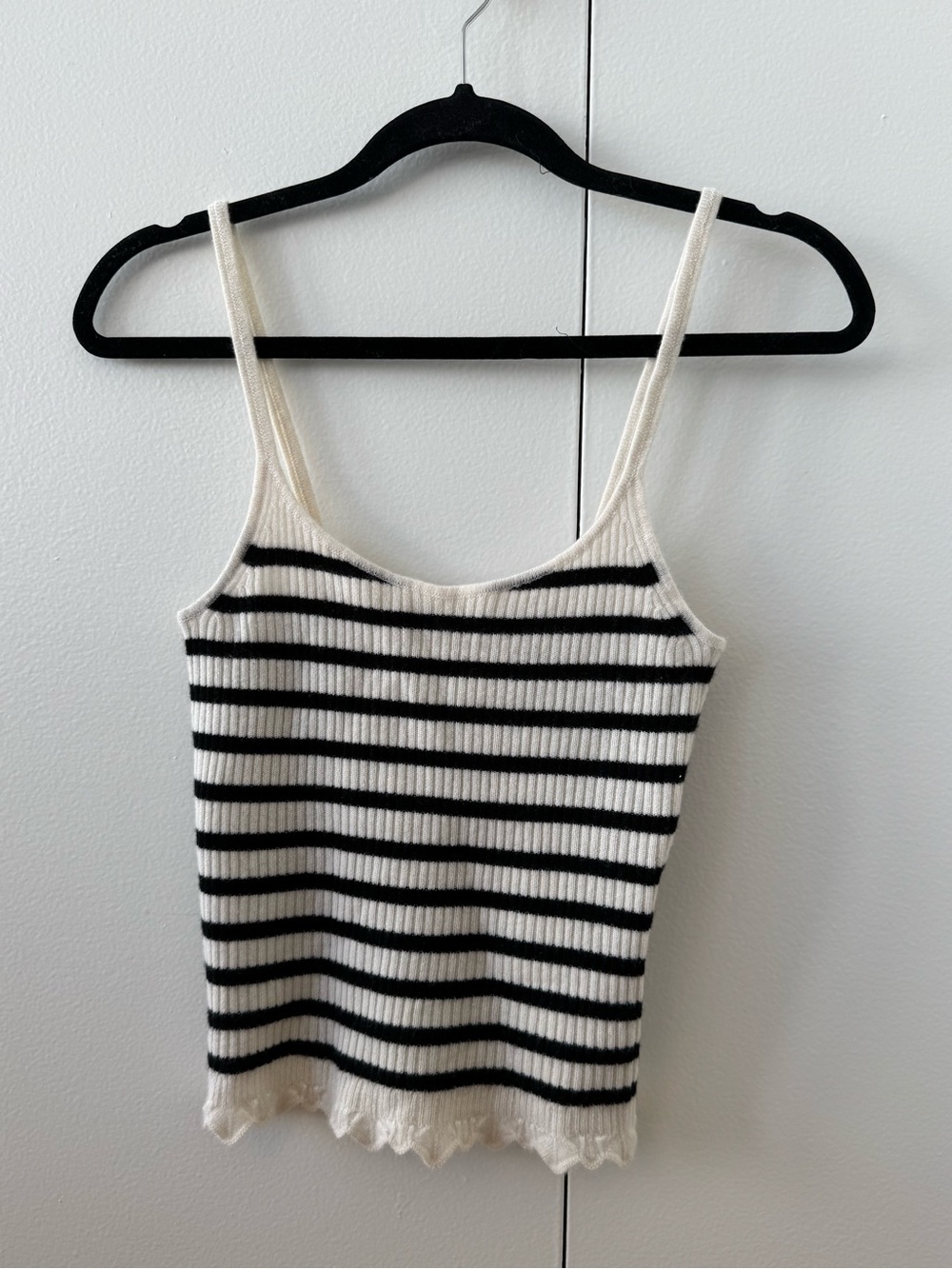 Ulla Johnson Black & Cream Striped Ribbed Cami